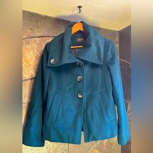 Green jacket with wide collar